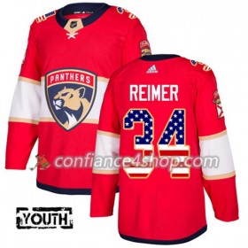 Adidas Maillot de Hockey Florida Panthers James Reimer 34 2017-2018 Rouge USA Flag Fashion Authentic - Enfant